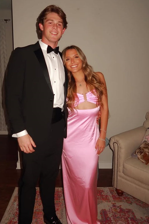 Pink Satin Fitted Strapless Illusion Empire Party Prom Dress