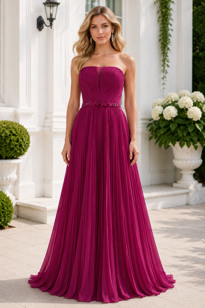 Pleated Chiffon A-Line Beaded Empire Mother Of The Bride Dress