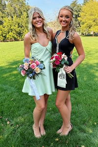 Pleated Strapless A-Line Satin Casual Short Homecoming Dress