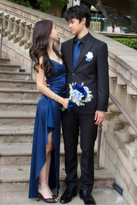 Popular Satin Sheath V-Neck Sleeveless Beaded Party Prom Dress