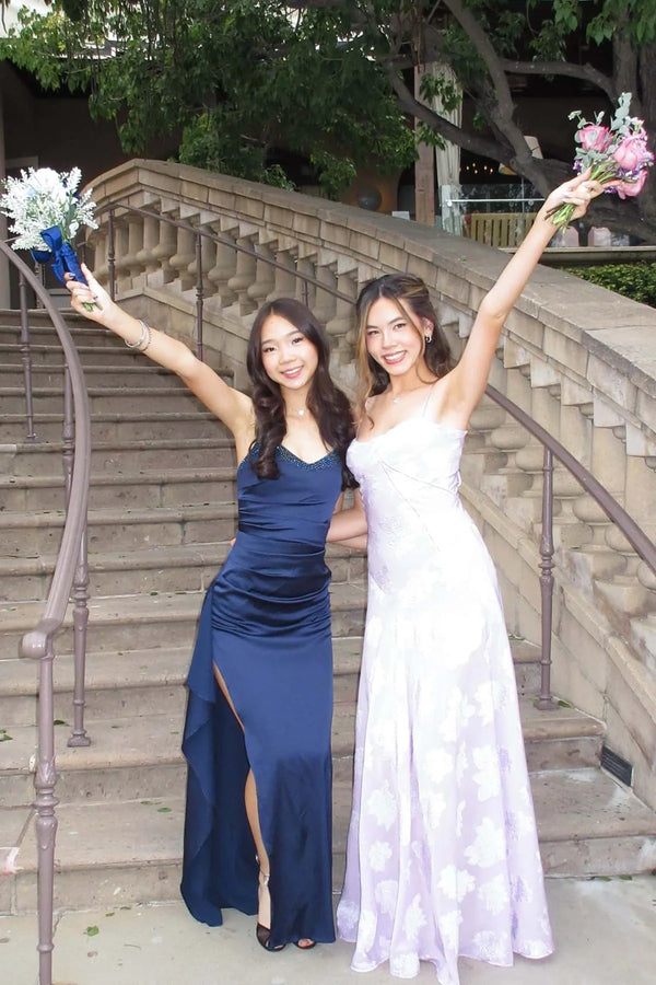 Popular Satin Sheath V-Neck Sleeveless Beaded Party Prom Dress
