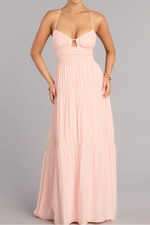 Pretty A-Line Sleeveless Empire Floor-Length Chiffon Party Prom Dress