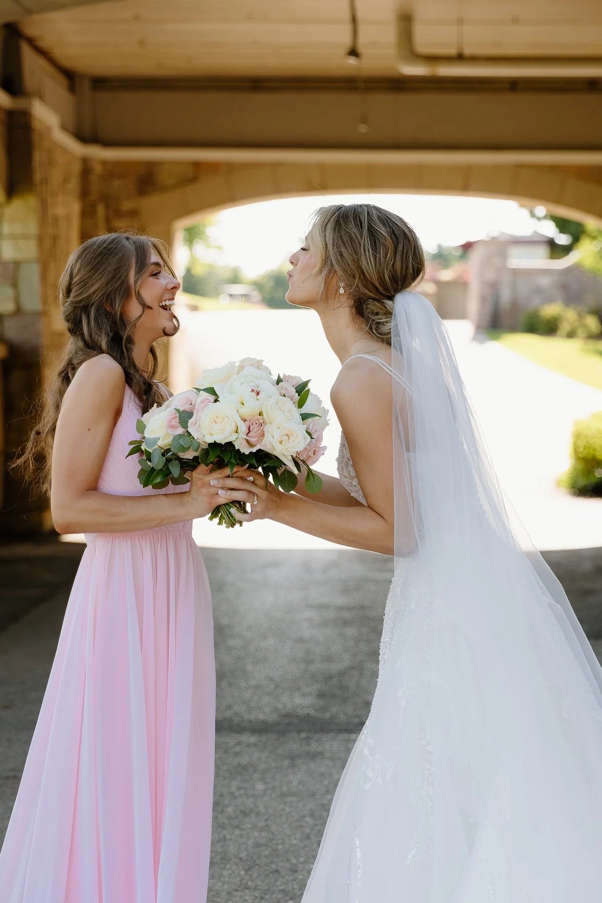 Pretty Pink A-Line V-Neck Sleeveless Chiffon Maxi Bridesmaid Dress