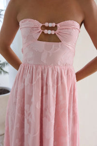 Pretty Satin A-Line Strapless Empire Floral Party Prom Dress