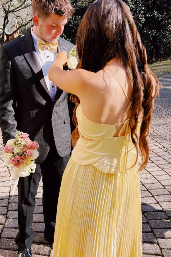 Pretty Satin A-Line Sweetheart Empire Pleated Long Party Prom Dress