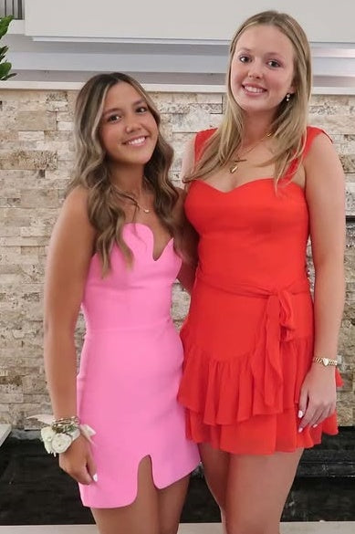 Pretty Satin Fitted Strapless Mini Homecoming Dress With Slit 