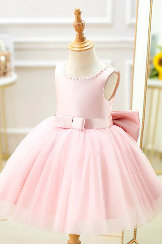 Pretty Scoop A-Line Satin Flower Girl Dress With Pearl And Bow