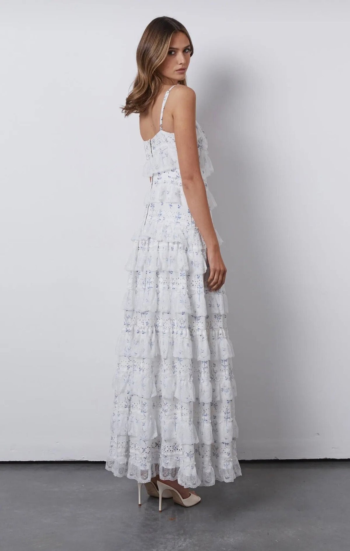 Pretty Square Sleeveless A-Line Tiered Floral Party Prom Dress