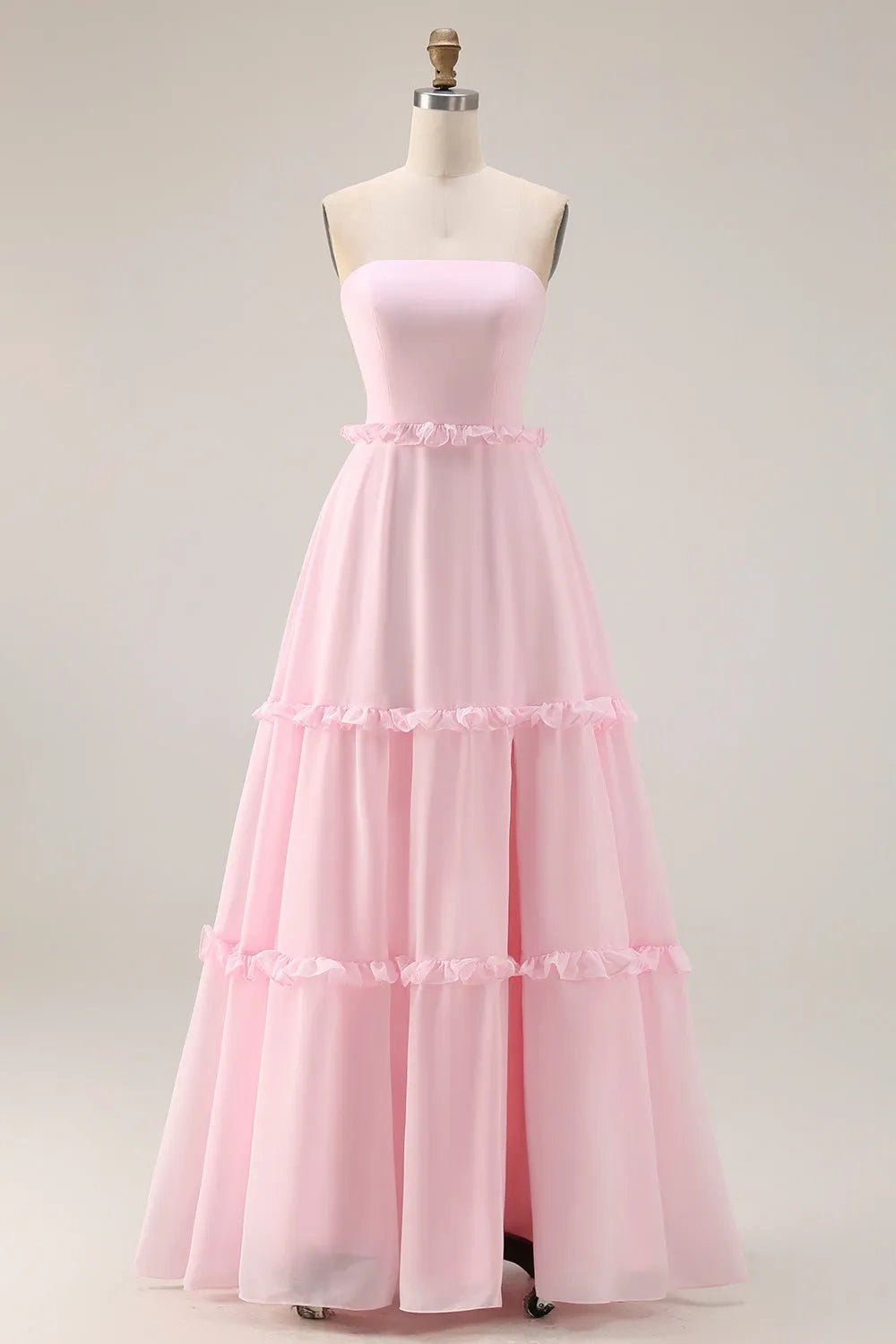 Pretty Strapless Empire A-Line Ruffle Chiffon Party Prom Dress