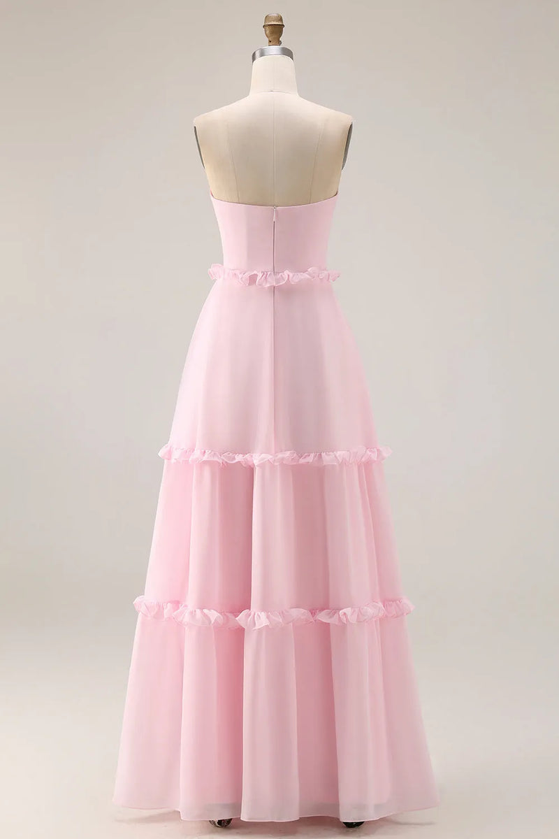 Pretty Strapless Empire A-Line Ruffle Chiffon Party Prom Dress