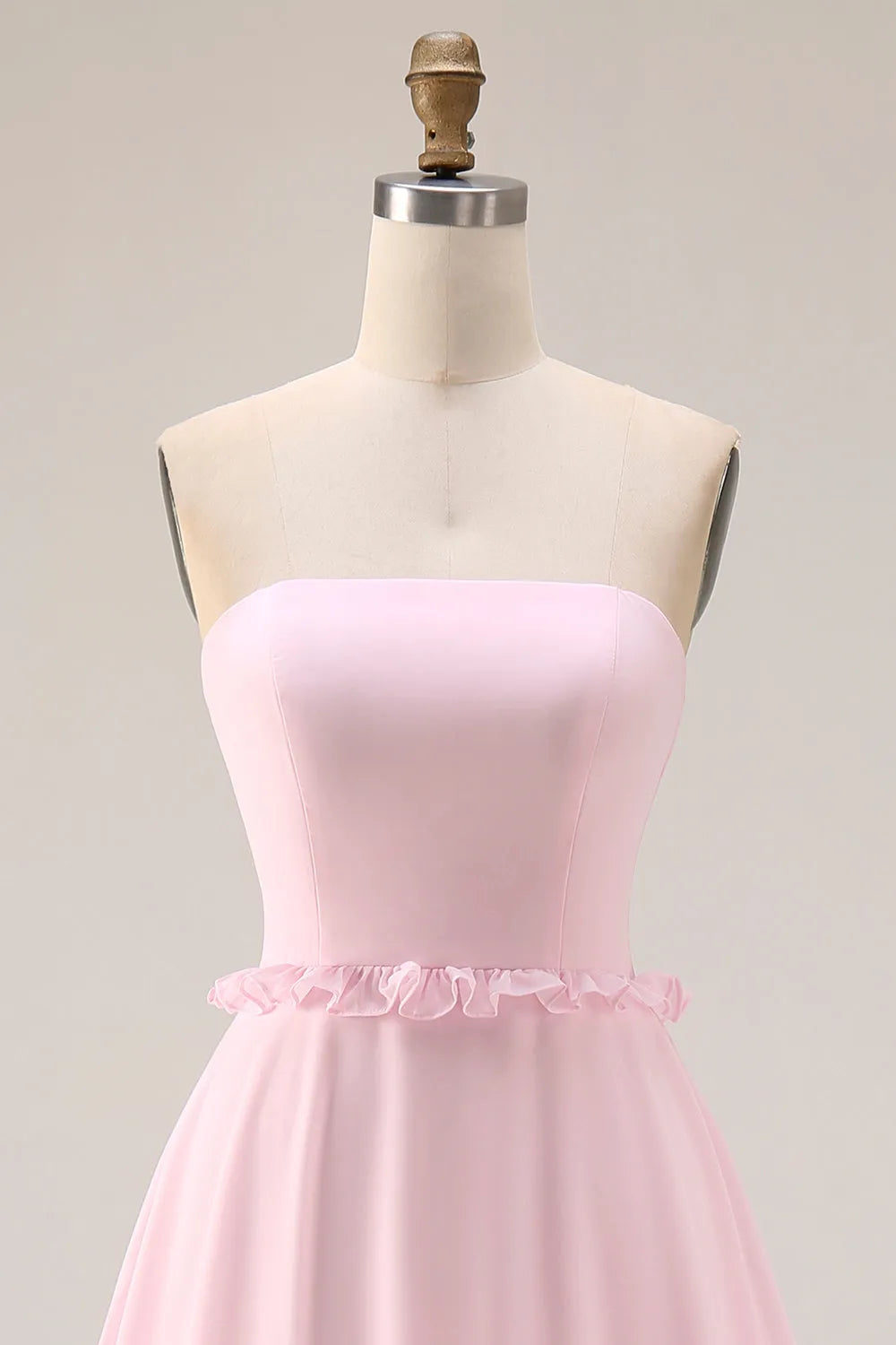 Pretty Strapless Empire A-Line Ruffle Chiffon Party Prom Dress