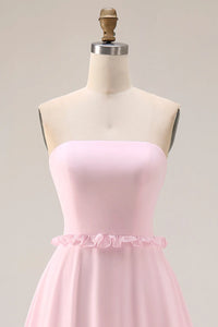 Pretty Strapless Empire A-Line Ruffle Chiffon Party Prom Dress