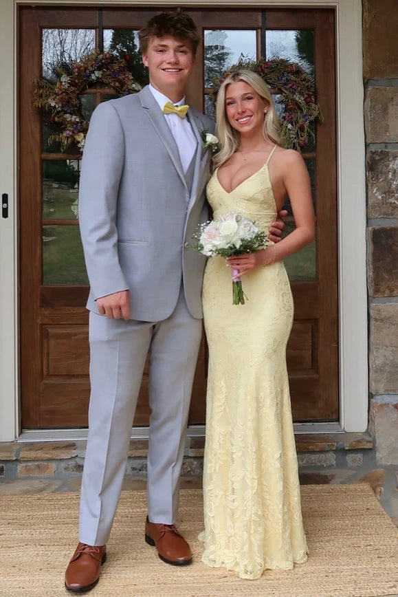 Pretty V-Neck Lace-Up Empire Lace Maxi Party Prom Dress