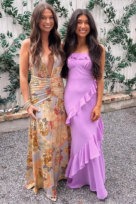 Purple Chiffon Sheath Ruffle Strapless Maxi Party Prom Dress