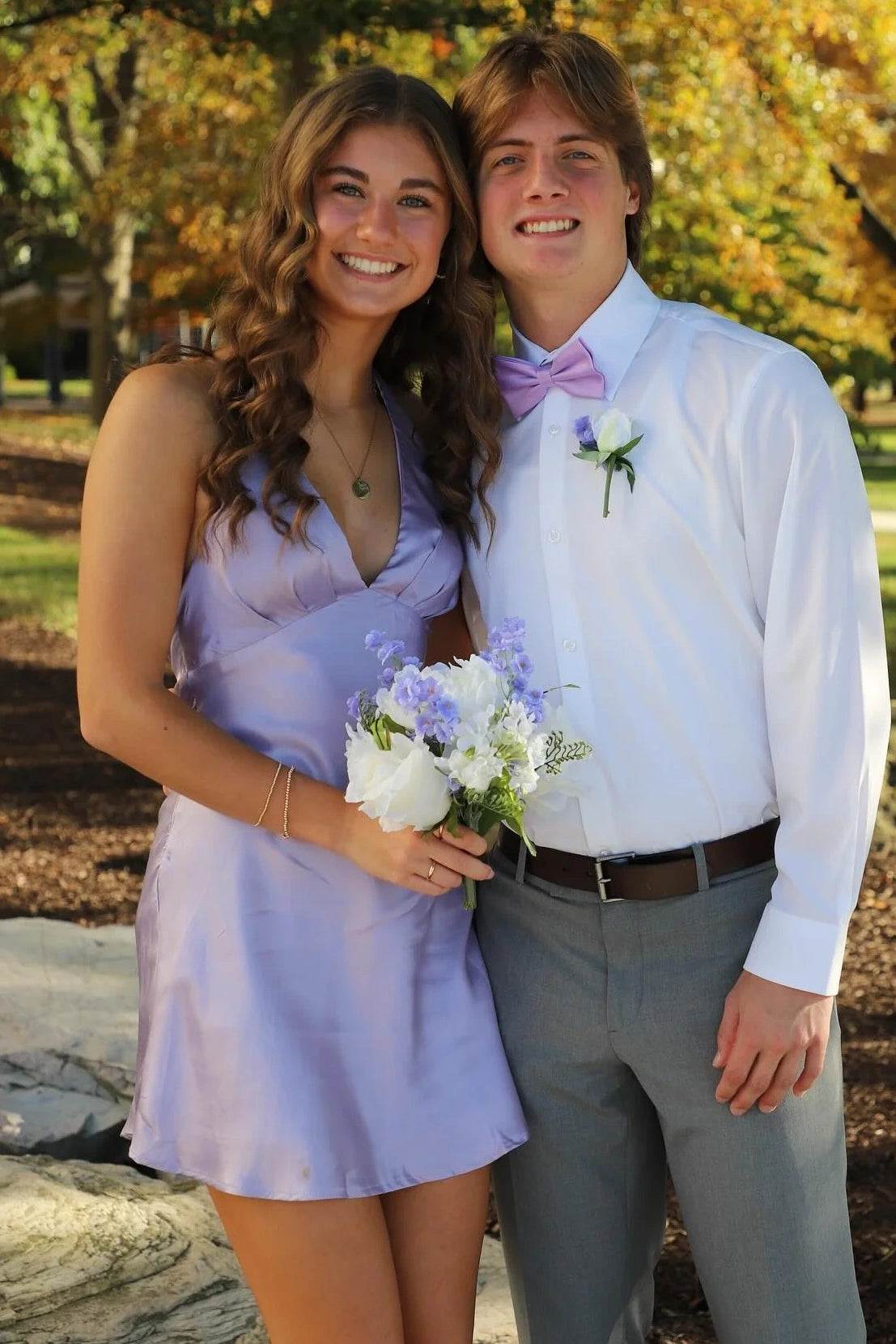 Purple V-Neck Halter Backless Satin A-Line Mini Homecoming Dress