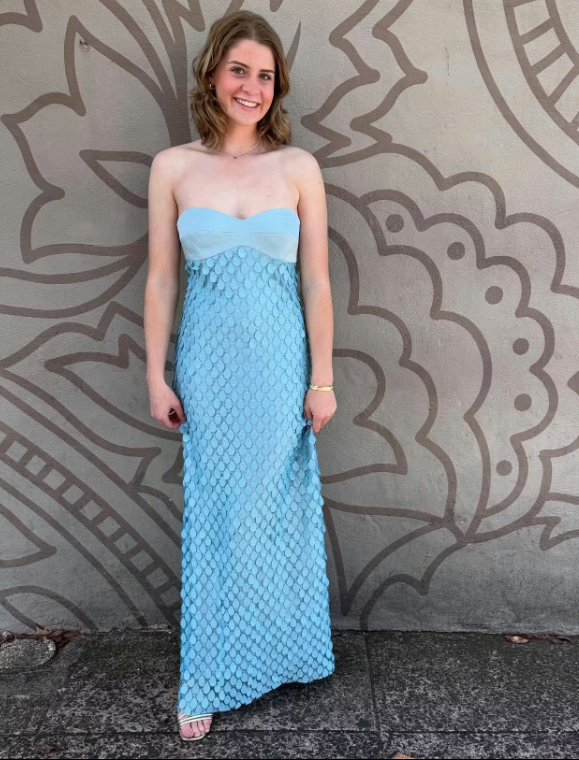 Chic Sweetheart Blue Sequin Maxi Prom Dress