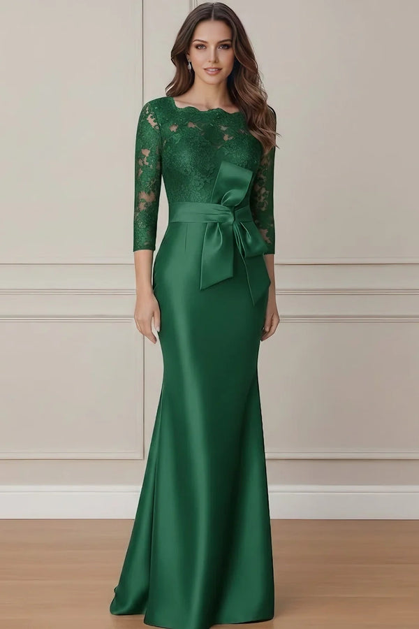 Quarter Backless Lace And Satin Trumpet Mother Of The Bride Dress