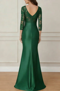 Quarter Backless Lace And Satin Trumpet Mother Of The Bride Dress