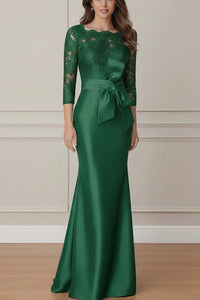 Quarter Backless Lace And Satin Trumpet Mother Of The Bride Dress
