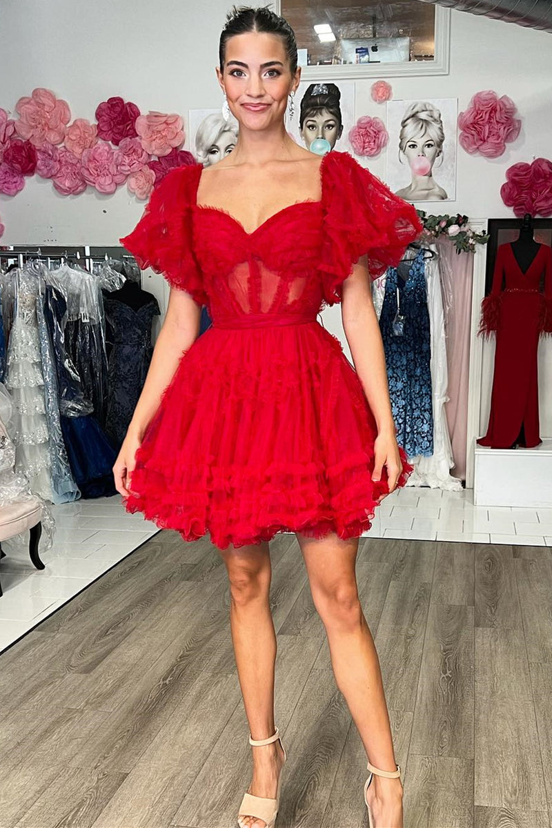 Sheath Blushing Pink Off Shoulder 3D Flowers Ruffled Short Homecoming Dress