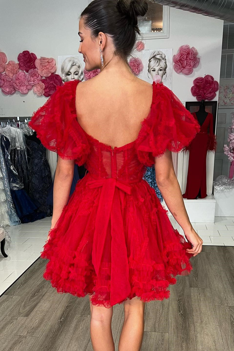 Classy Pink Tulle Ruffles A Line Homecoming Dress 18th Birthday Outfits main image 1