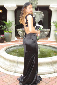 Ruffle Straps Satin Mermaid Two Piece Party Prom Dress