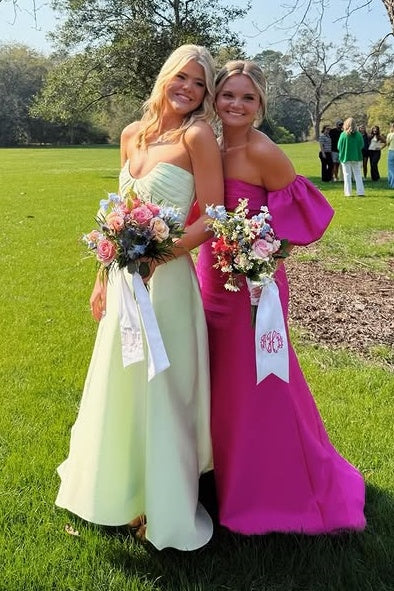 Satin A-Line Strapless Empire Floor-Length Party Prom Dress
