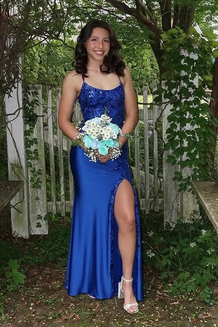 Satin And Lace Appliques Bateau Lace-Up Mermaid Party Prom Dress