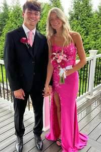 Satin And Lace Appliques Bateau Lace-Up Mermaid Party Prom Dress
