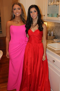 Satin Bateau Strapless Mermaid Floral Party Prom Dress With Train