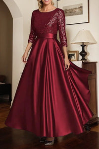 Scoop Quarter Sleeves A-Line Empire Two Tone Mother Of The Bridge Dress