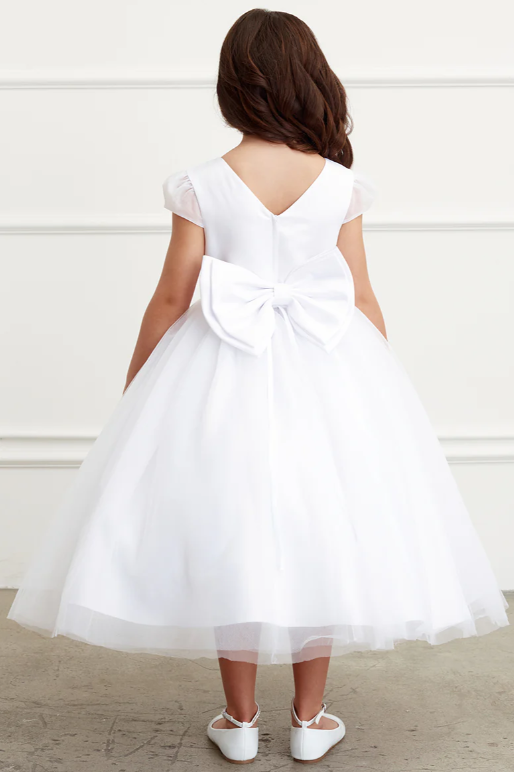 Scoop Short Sleeves A-Line Flower Girl Dress With Bow