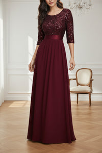 Scoop Sleeves A-Line Empire Two Tone Mother Of The Bride Dress