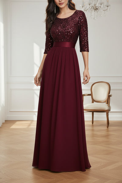Scoop Sleeves A-Line Empire Two Tone Mother Of The Bride Dress