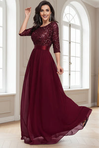 Scoop Sleeves A-Line Empire Two Tone Mother Of The Bride Dress