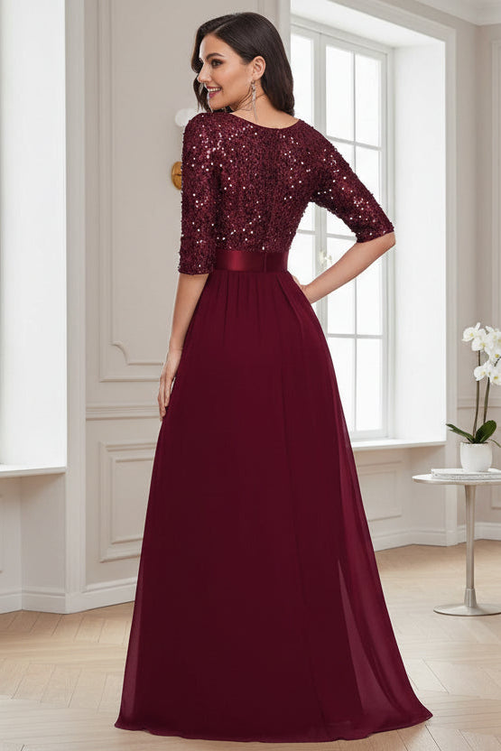 Scoop Sleeves A-Line Empire Two Tone Mother Of The Bride Dress
