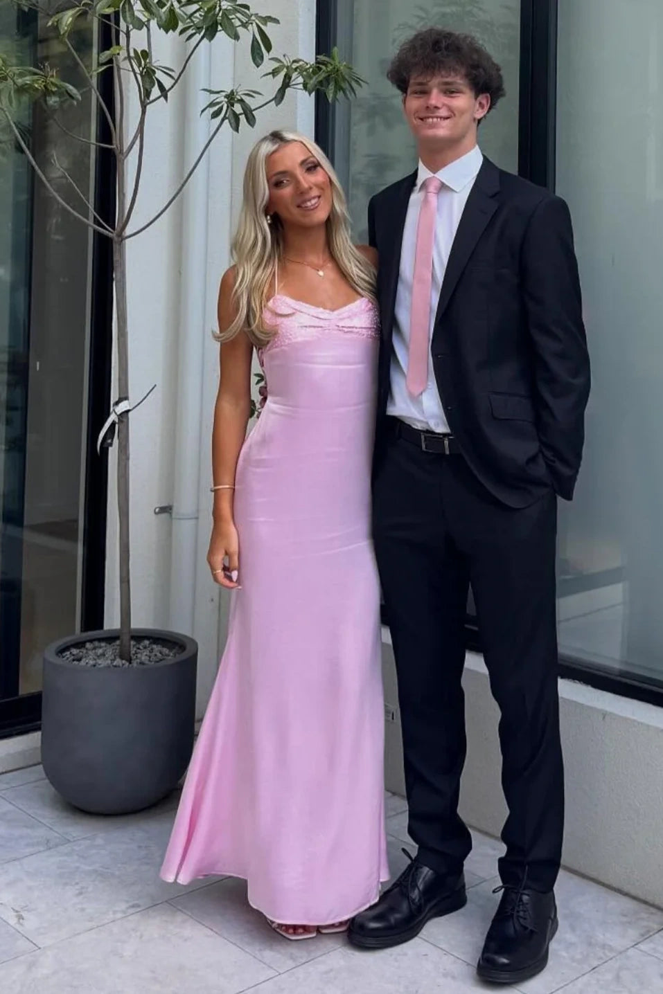 Sequin Top Satin Sleeveless Sweetheart Long Party Prom Dress