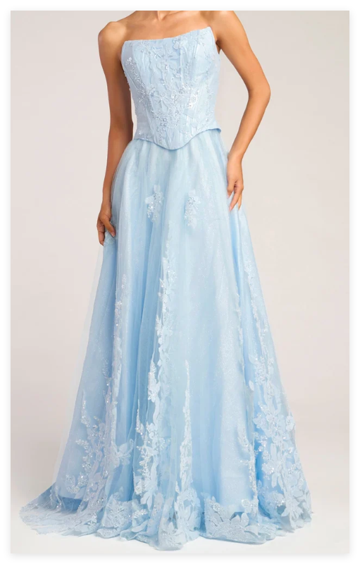 Sexy Boat Strapless Empire Lace Tulle A-Line Party Prom Dress