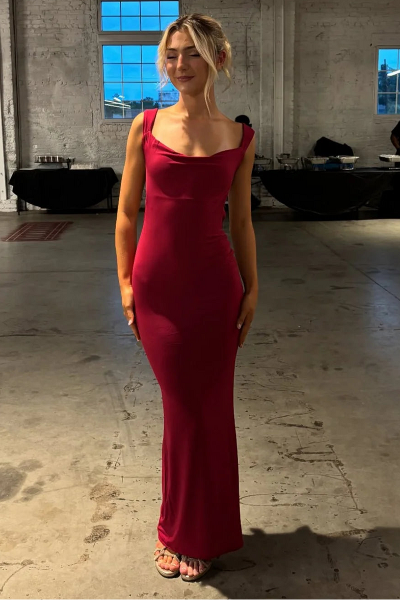 Sexy Satin Fitted Backless With Bow Bateau Straps Party Prom Dress 