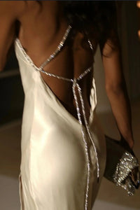 Sexy Satin Fitted Halter Lace-Up Party Evening Dress With Slit