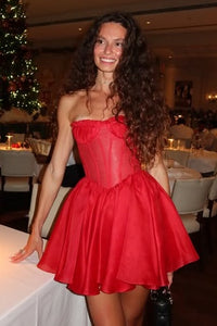 Sexy Sweetheart Strapless A-Line Tulle Mini Homecoming Dress