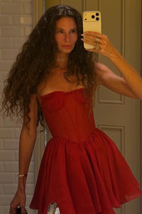 Sexy Sweetheart Strapless A-Line Tulle Mini Homecoming Dress