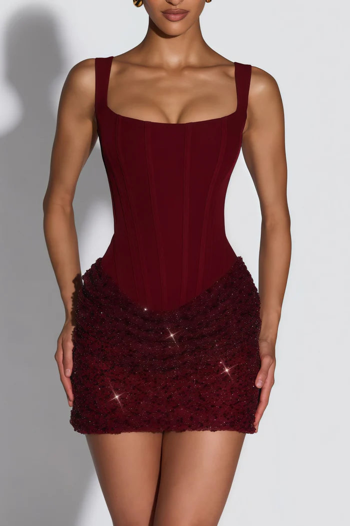 Sexy Two Tone Empire Bodycon Lace-Up Homecoming Party Dress