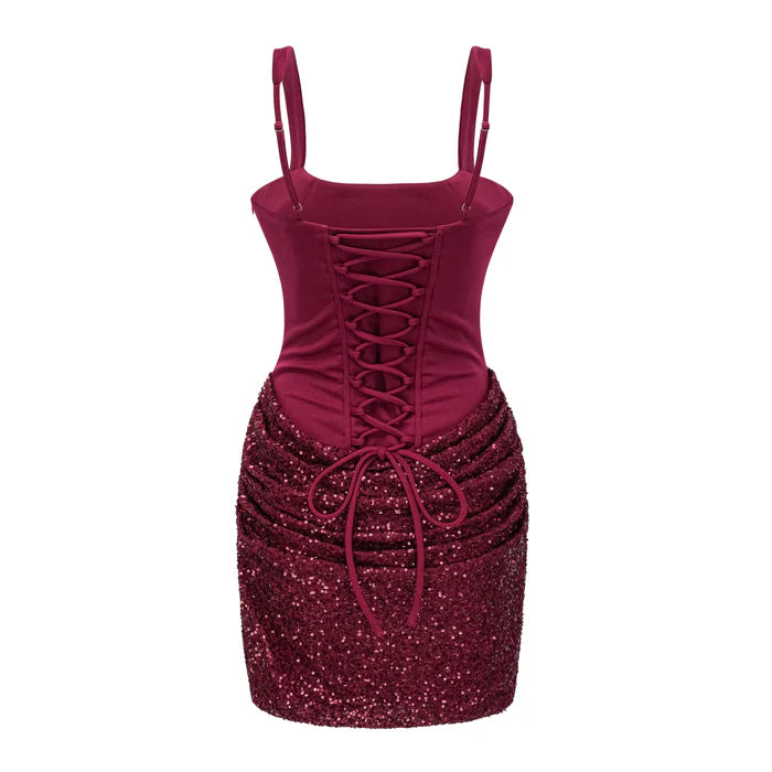 Sexy Two Tone Empire Bodycon Lace-Up Homecoming Party Dress