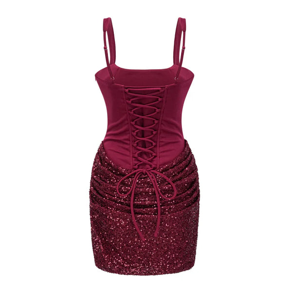 Sexy Two Tone Empire Bodycon Lace-Up Homecoming Party Dress