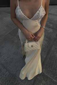 Sexy V-Neck Spaghetti Straps Satin Mermaid Party Prom Dress