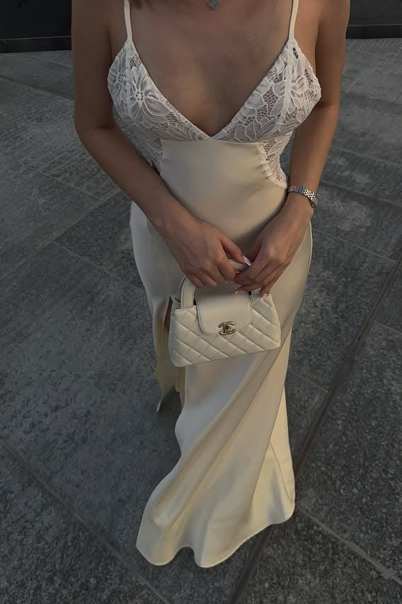 Sexy V-Neck Spaghetti Straps Satin Mermaid Party Prom Dress