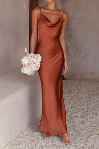 Sheath Square Sleeveless Long Casual Bridesmaid Dress