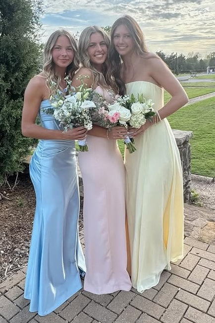 Simple A-Line Strapless Empire Maxi Chiffon Party Prom Dress