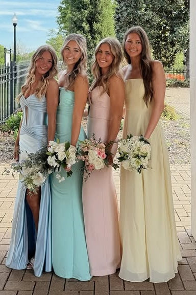 Simple A-Line Strapless Empire Maxi Chiffon Party Prom Dress